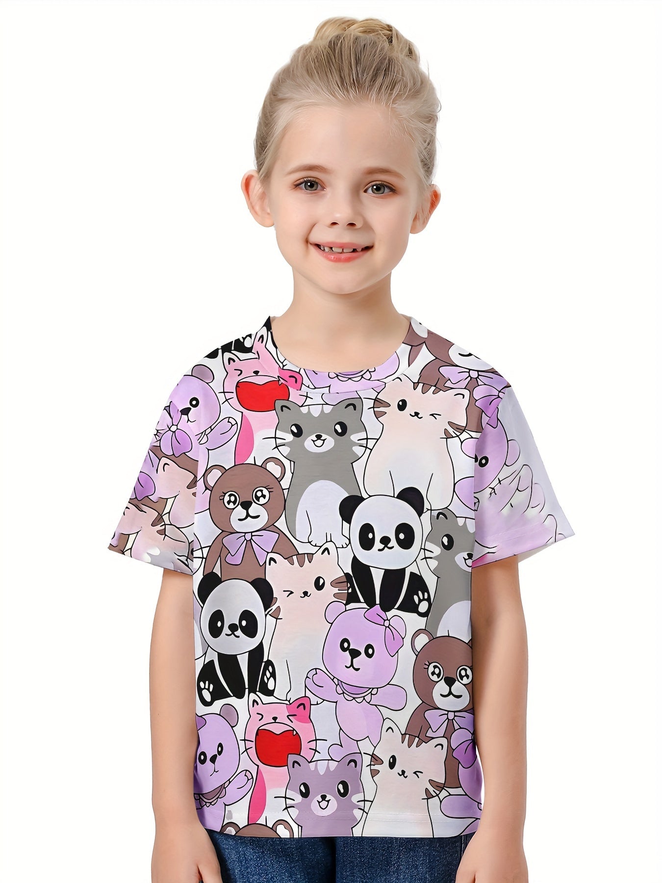 Kids 3D Animals Graphic Short Sleeve T-shirt - Summer Sports Gift