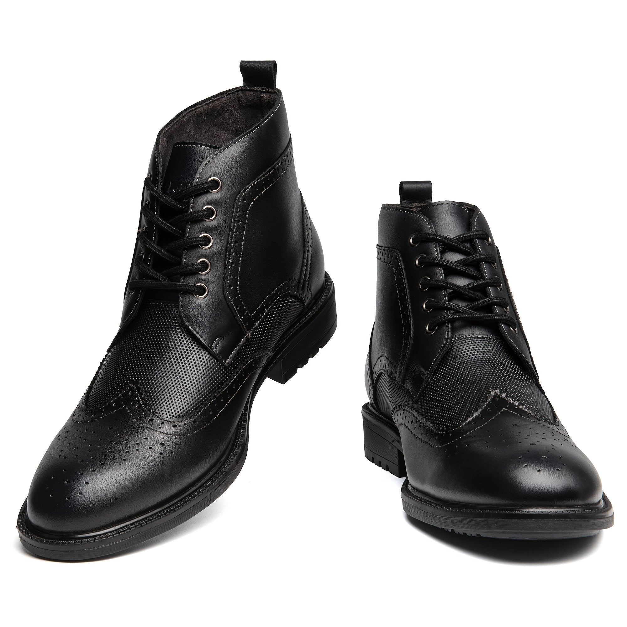 Men's Oxford Cap Toe Ankle Boots Lace-Up Side Zip Casual Leather Shoes