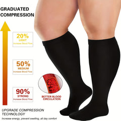 3 Pairs Plus Size Compression Socks Wide Calf for Women & Men