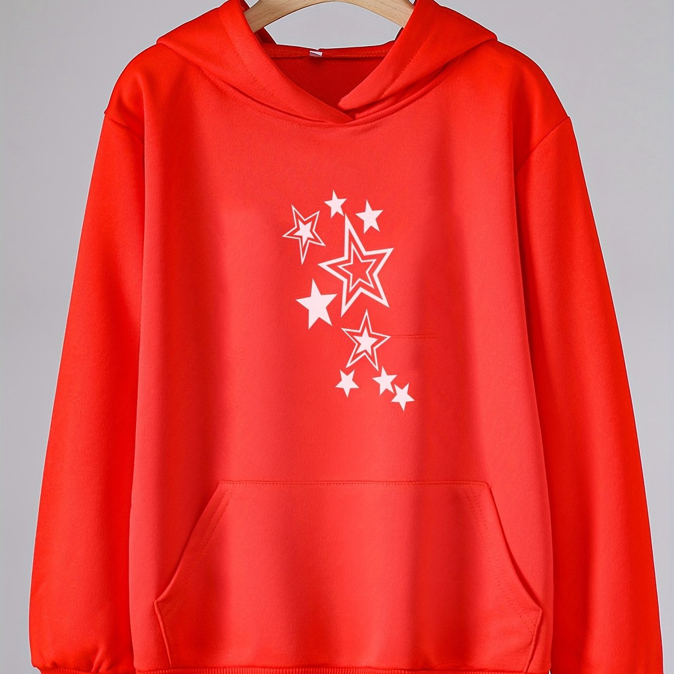 Girls Cartoon Stars Pattern Hooded Sweatshirt
