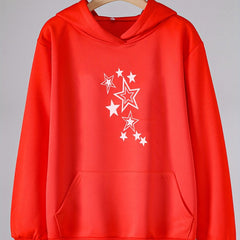 Girls Cartoon Stars Pattern Hooded Sweatshirt