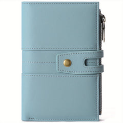 RFID Blocking Short Wallet Light Mint Green Snap Closure Zipper Coin Pocket
