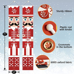Christmas Nutcracker Banner Porch Decorations Soldier Vertical Christmas Decor