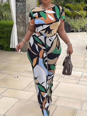 Abstract Print Tee & Pants Set