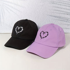 Couple Baseball Cap Heart Printed Solid Dad Hats For Women & Men