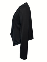 Long Sleeve Open Front Casual Jacket Women's Clothing