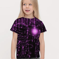 Girls 3D Print Short Sleeve T shirt Comfy Pullover Tops
