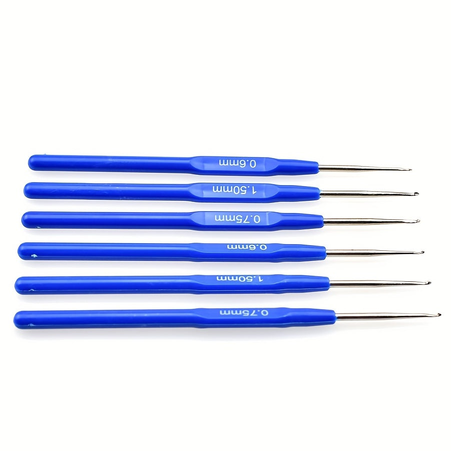 8pcs Small Crochet Hooks Steel Needles Kit Lace Crochets Set Plastic Handle