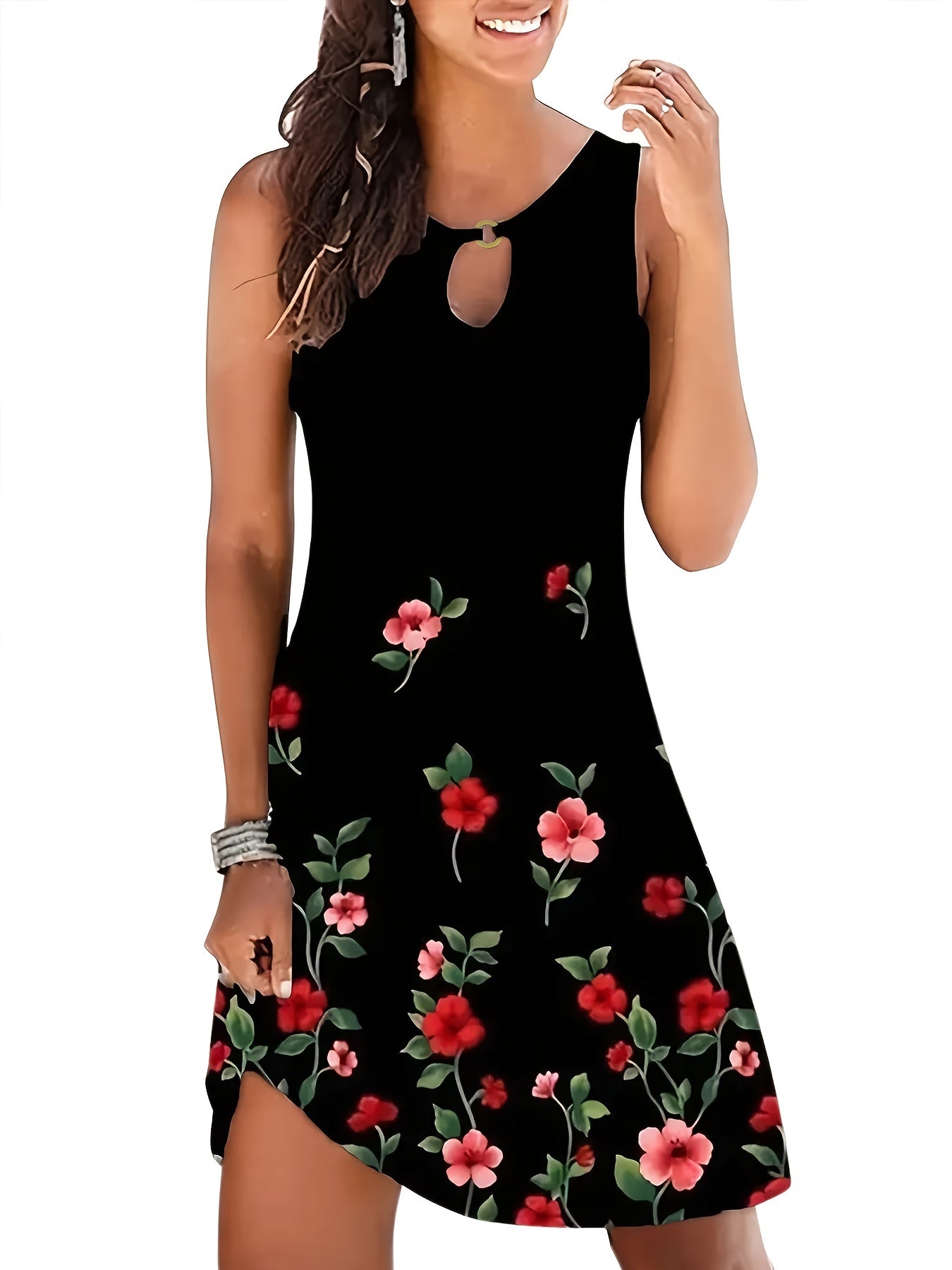 Floral Print Sleeveless Dress for Spring & Summer