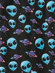 Alien And Planet Pattern Men's Short Sleeve Shirt For Autumn