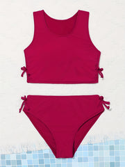 Girl's Drawstring Side Bikini Set Kids Bathing Suit Beach Pool