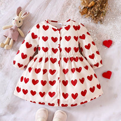 Baby Girl Dress Long Sleeve Heart Pattern Dress