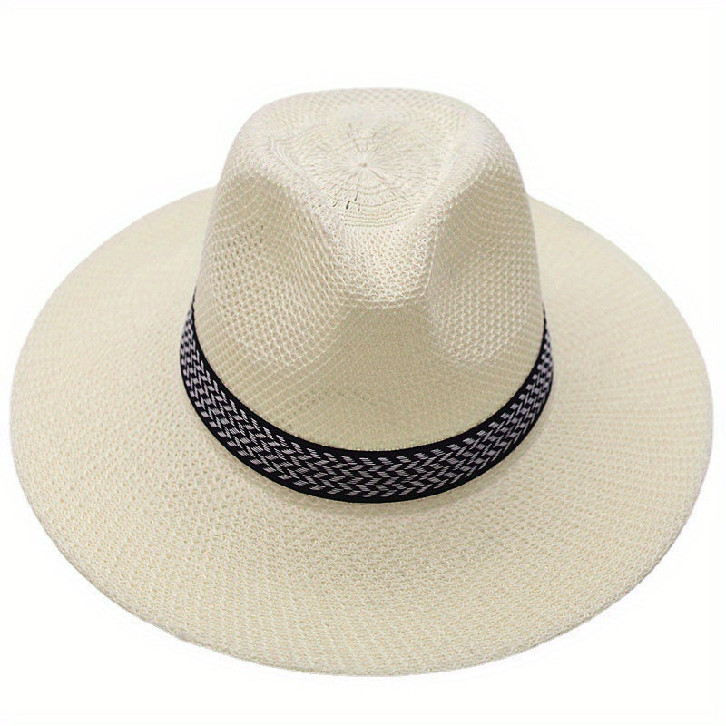 Men's Summer Straw Sun Hat Middle-aged Fisherman Breathable Sunscreen Hat