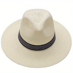 Men's Summer Straw Sun Hat Middle-aged Fisherman Breathable Sunscreen Hat