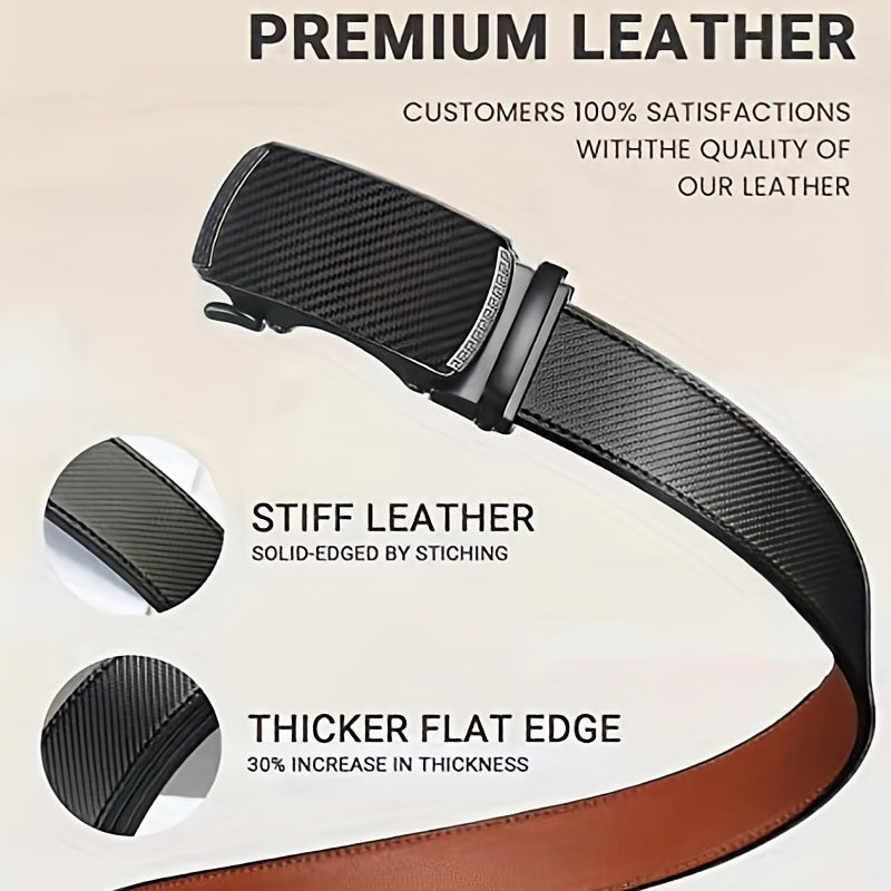 Automatic Buckle Leather Ratchet Belt Casual Retro Jeans Leather Belt