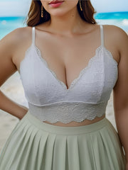 Plus Size Wireless Lace Longline Bralette