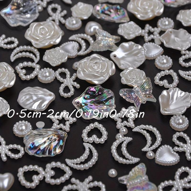 50pcs Mixed Pearl Beads Jewelry Making DIY Bracelet Necklace Phone Case Charms