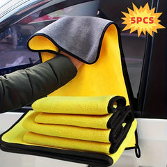 5pcs Coral Velvet Towels Absorbent Thickened for Car Wash Kitchen Bathroom