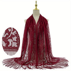 Tassel Lace Shawl Embroidered Scarf Travel Beach Towel