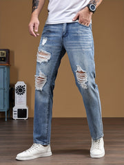 Men's Ripped Jeans Distressed Street Style Denim Pants