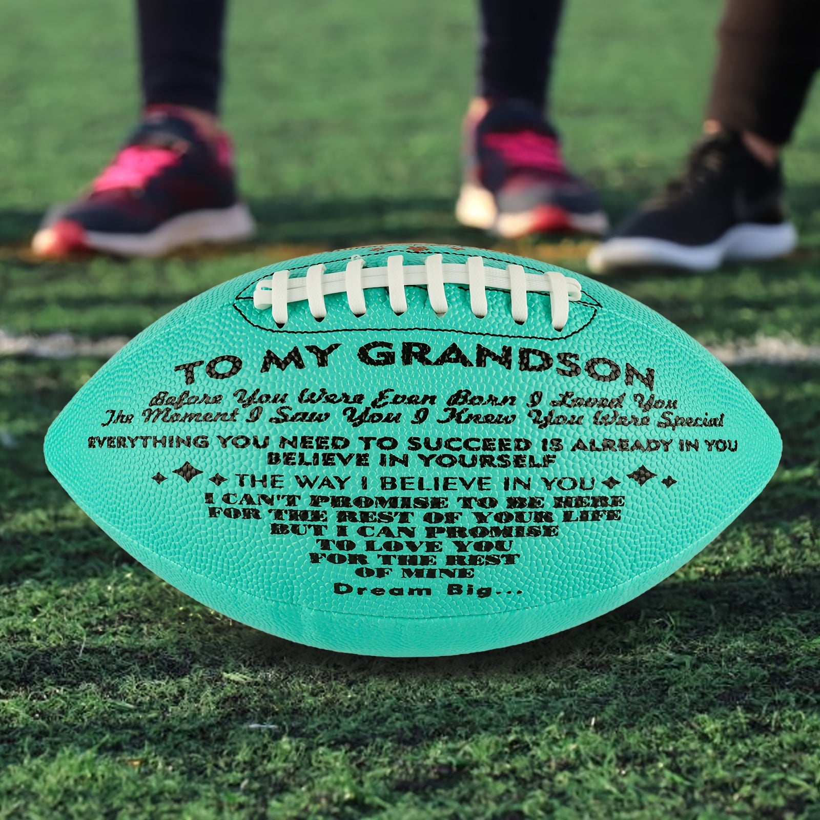 Engraved American Football Size 9 To My Grandson From Grandpa Grandma Christmas