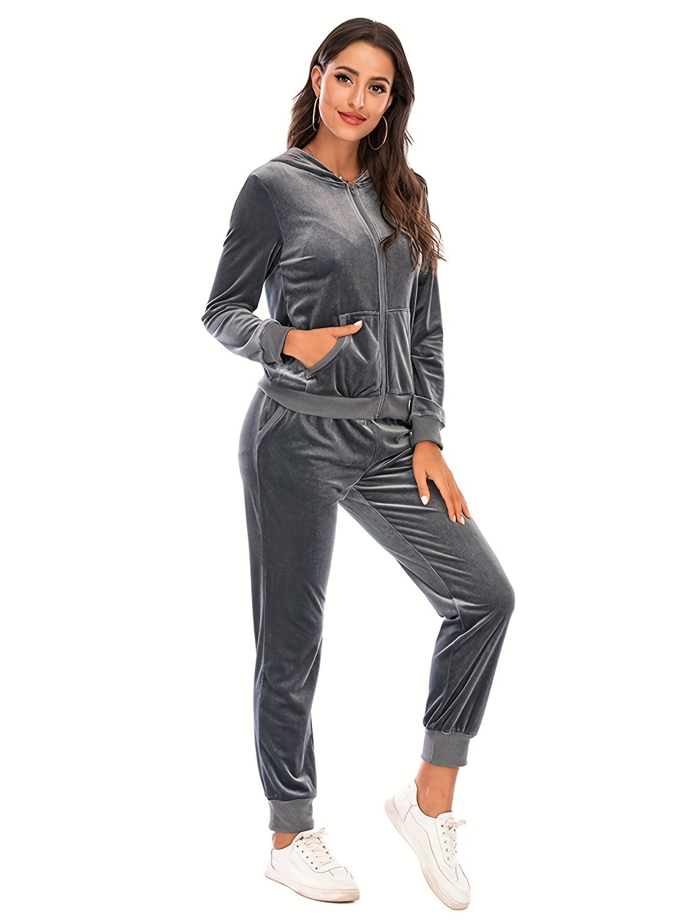 Women's Zip Up Hooded Top & Jogging Pants Lounge Set