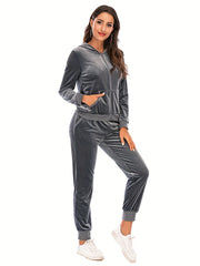 Women's Zip Up Hooded Top & Jogging Pants Lounge Set