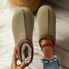 Women's Fur Lined Slip On Platform Shoes Winter Snow Boots
