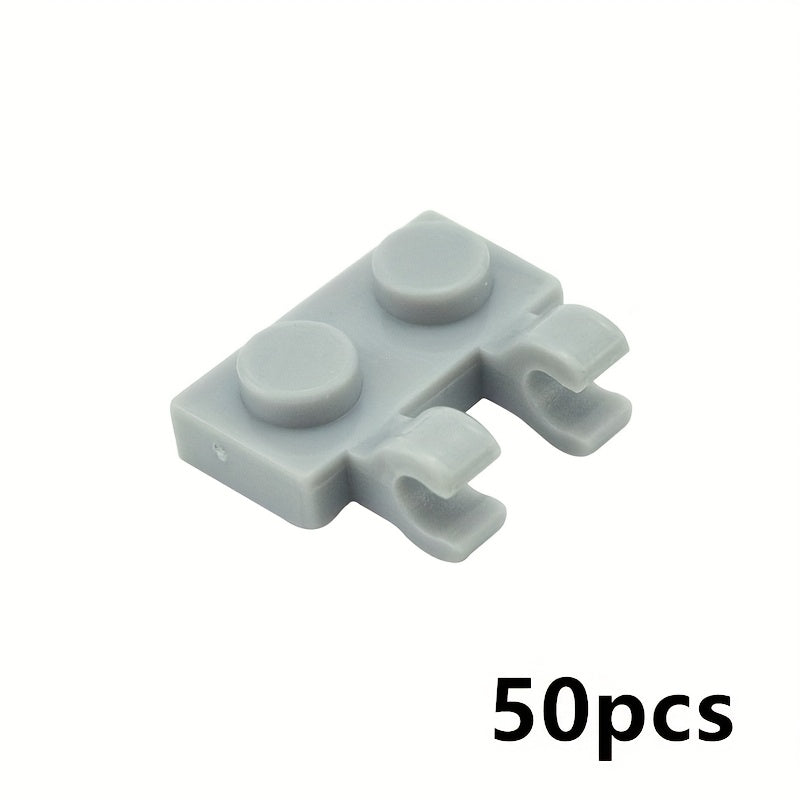 50pcs 1x2 Clip On Bricks w/ Bar Handle for Side Construction Toys