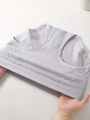 Casual Underwear Women's Plus Plain Lace Ribbed Underwear