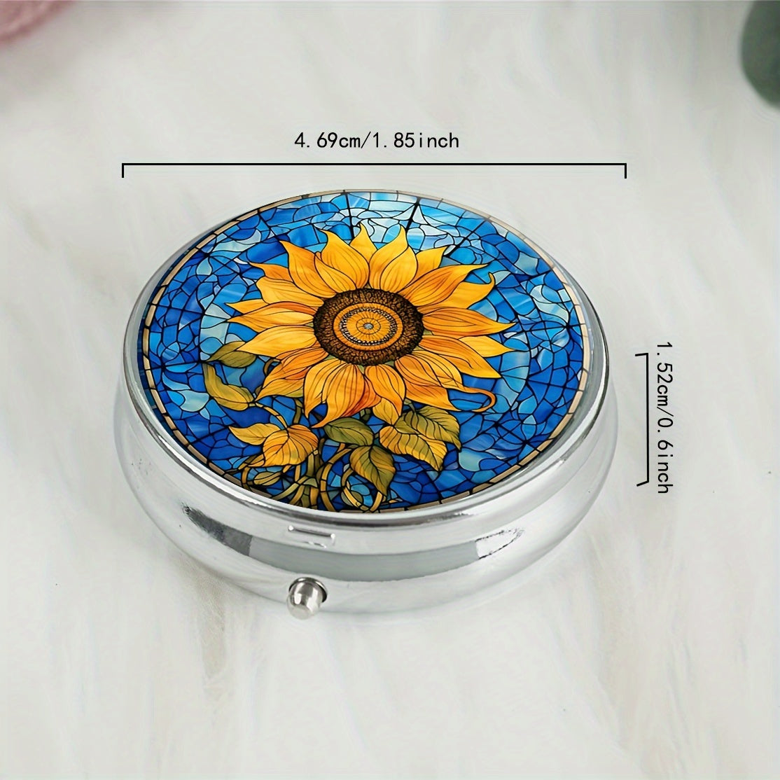 Sunflower Pill Box 3 Compartment Portable Medicine Organizer