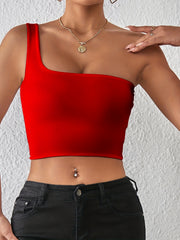 One Shoulder Crop Tank Top Sexy Sleeveless Backless Tank Top