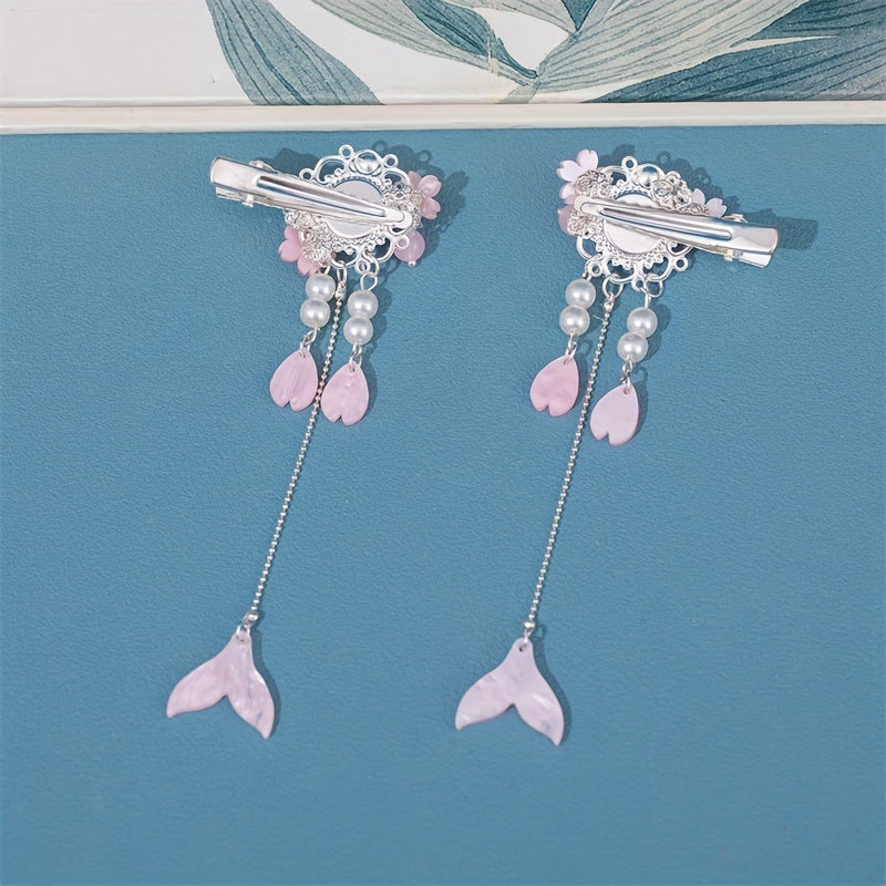 Ancient Style Hairpin Hanfu Girl Heart Pair Clip Fairy Chinese Style