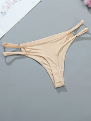 3 Pcs Double Thin Straps Thongs Breathable Low Waist Panties Women's Lingerie