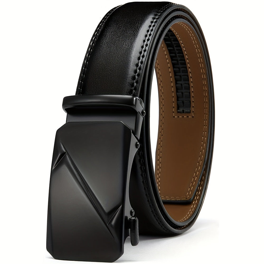 YOORAN Mens Leather Belt 1 3 8 For Dress Pants Micro Adjustable Belt
