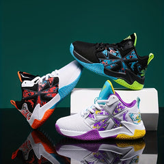 Boys' High Top Basketball Shoes Mesh Breathable Non Slip