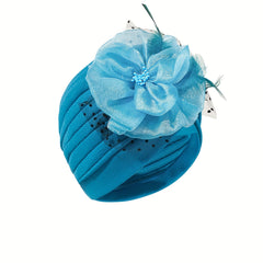 Mesh Flower Decor Turban Hijab Cap Head Scarf Ramadan Head Wrap