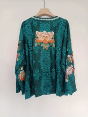 Floral Print Button Up Boho Blouse