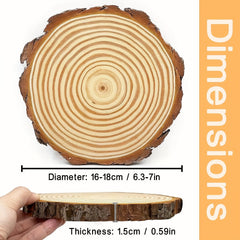 2pcs Large Unfinished Wood Slices - 16-17.78cm Round Circles with Tree Bark