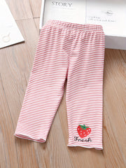 Girls Striped Strawberry Leggings with Ruffle Trim
