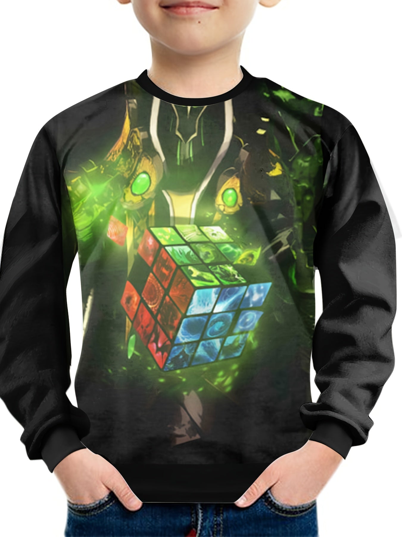 Jigsaw Cube Print Kid's Sweatshirt Unisex Pullover