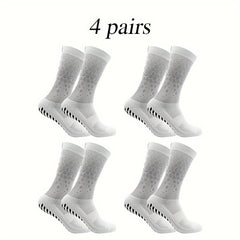 4 Pairs Non Slip Soccer Socks Breathable Sweat Absorbing Outdoor Crew Socks