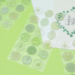 DIY Green Flower Branch Leaf Fire Paint Seal Stickers 18pcs