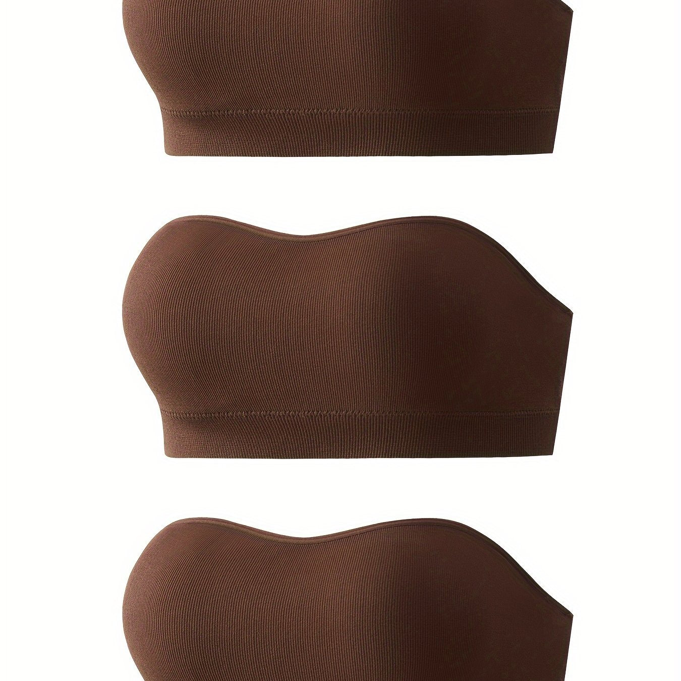 3pcs Strapless Bandeau Bras Soft Stretch Everyday Women's Lingerie