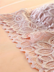 4pcs Comfy Wireless Push Up Bra Set Lace Contrast Women's Lingerie