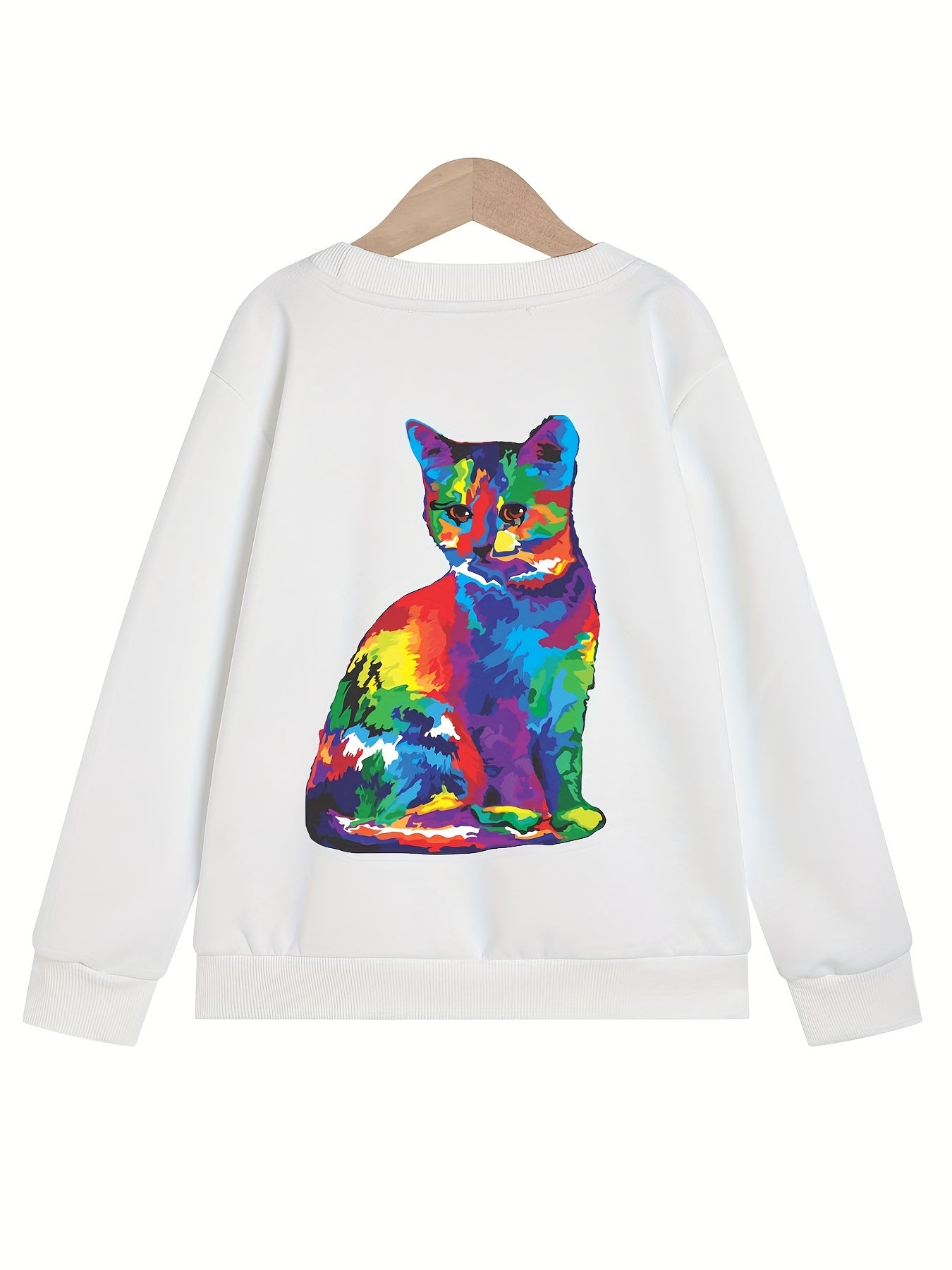 Art Tie Dye Cat Graphics Girls' Sweatshirt Pullover