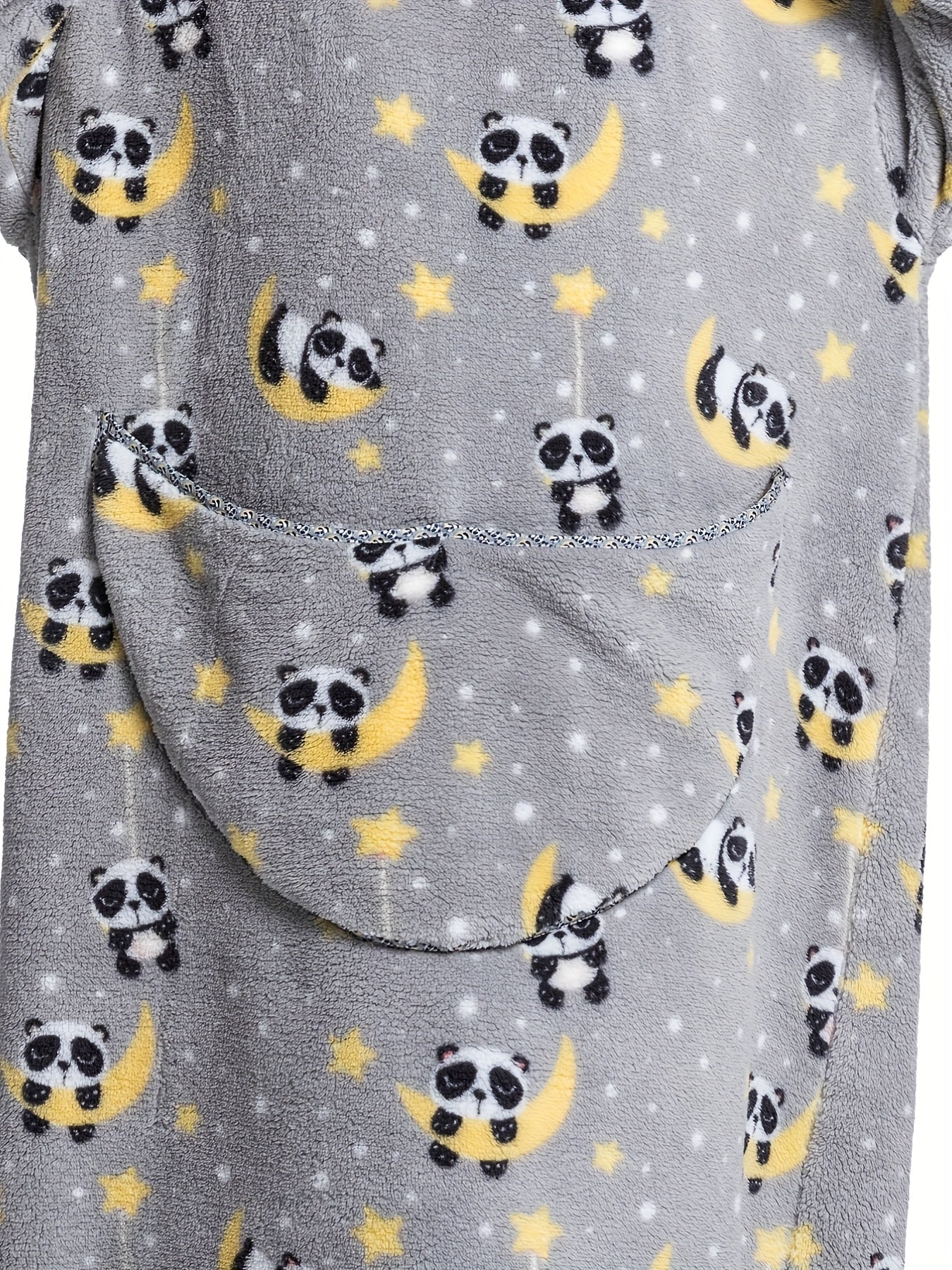 Cartoon Panda Print Hooded Robe with Pockets