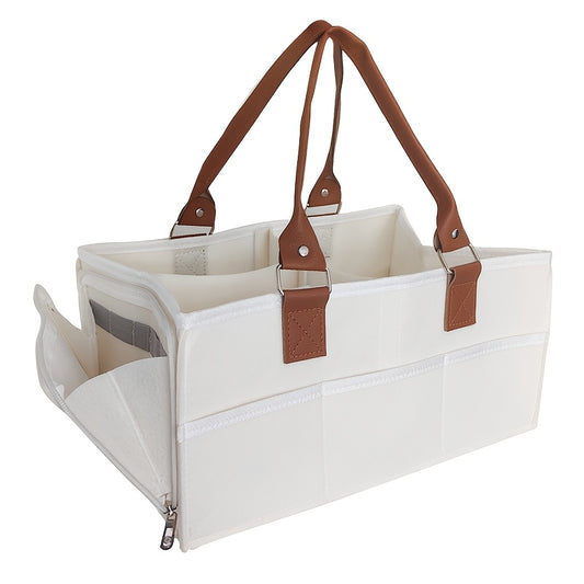 Portable Gray Felt Storage Bag with Multiple Compartments