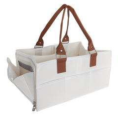 Portable Gray Felt Storage Bag with Multiple Compartments