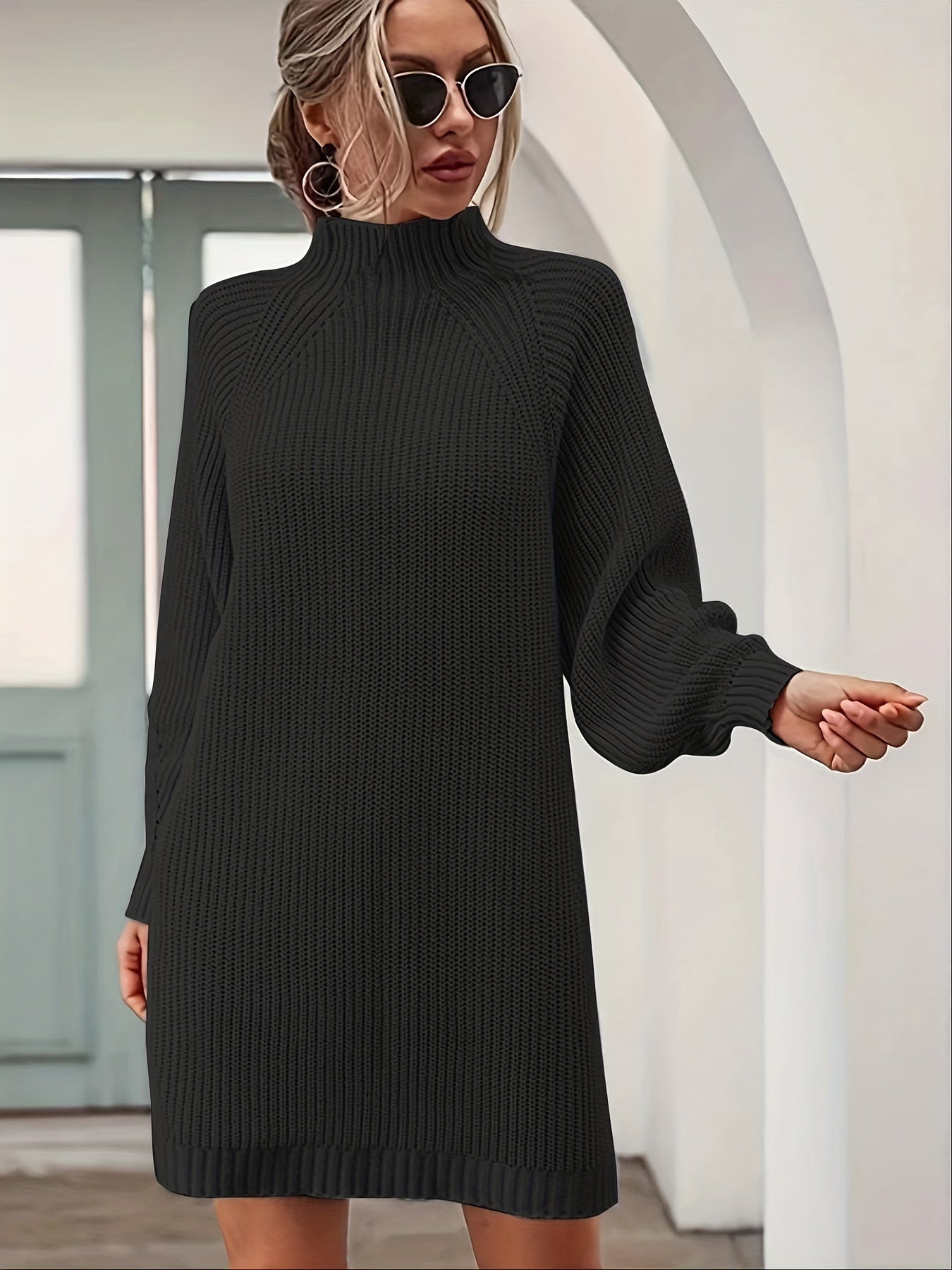Turtleneck Knit Pullover Sweater for Women